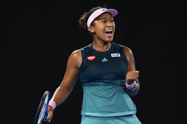 MELBOURNE, AUSTRALIA - JANUARY 24: Naomi Osaka of Japan celebrates in her Women's Semi Final match against Karolina Pliskova of Czech Republic during day 11 of the 2019 Australian Open at Melbourne Park on January 24, 2019 in Melbourne, Australia. (Photo by Quinn Rooney/Getty Images)