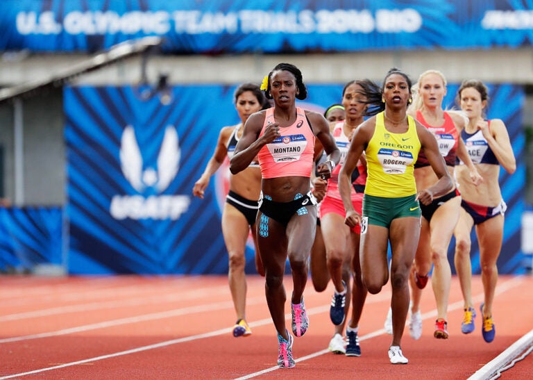 EUGENE, OR - JULY 04: Alysia Montano runs in the Women's 800 Meter Final during the 2016 U.S. Olympic Track & Field Team Trials at Hayward Field on July 4, 2016 in Eugene, Oregon. (Photo by Andy Lyons/Getty Images)