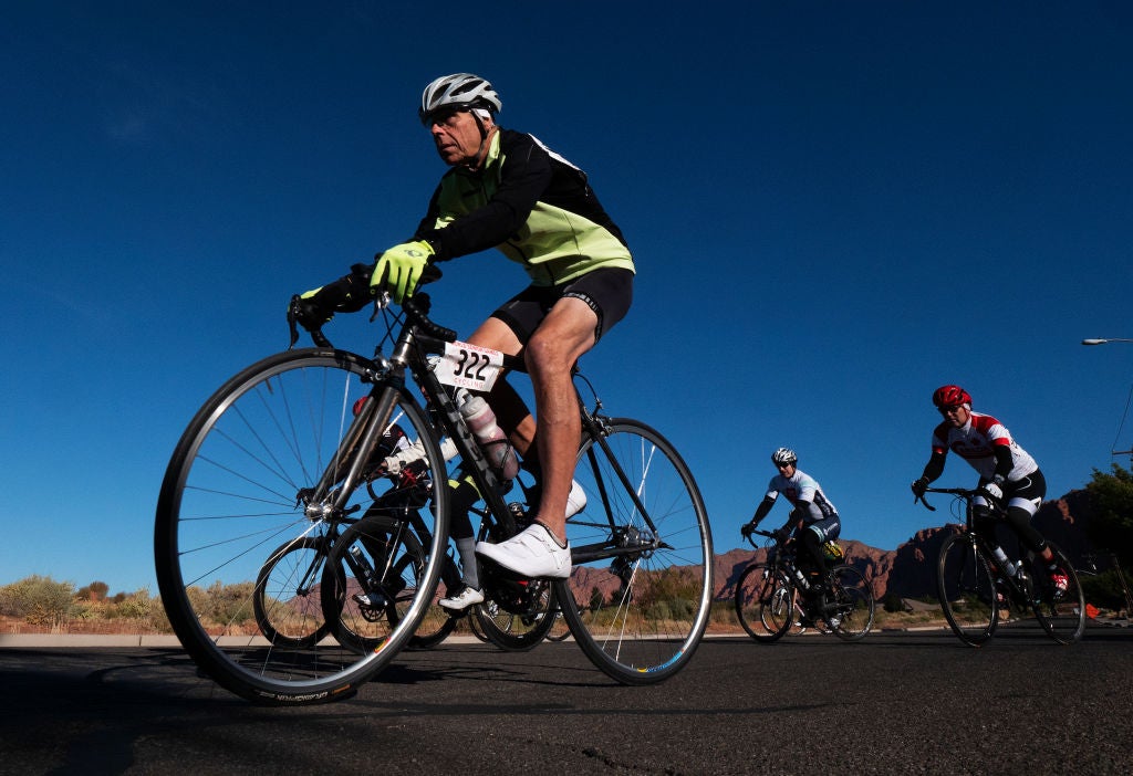 Senior athletes compete in cycling